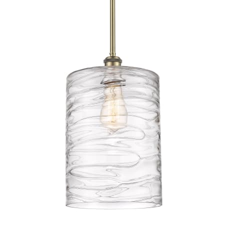 A large image of the Innovations Lighting 516-1S-14-9-L Cobbleskill Pendant Deco Swirl / Antique Brass