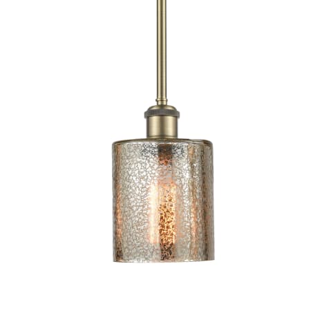 A large image of the Innovations Lighting 516-1S-8-5 Cobbleskill Pendant Mercury / Antique Brass