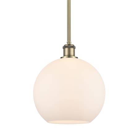 A large image of the Innovations Lighting 516-1S-13-10 Athens Pendant Matte White / Antique Brass