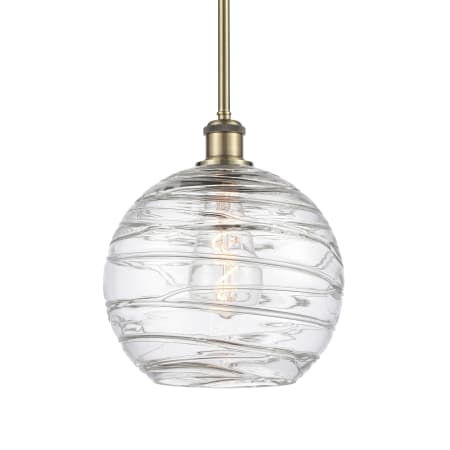 A large image of the Innovations Lighting 516-1S-13-10 Athens Pendant Clear Deco Swirl / Antique Brass