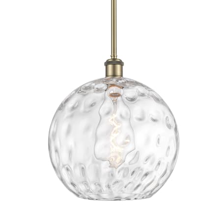 A large image of the Innovations Lighting 516-1S-15-12 Athens Pendant Antique Brass / Clear Water Glass