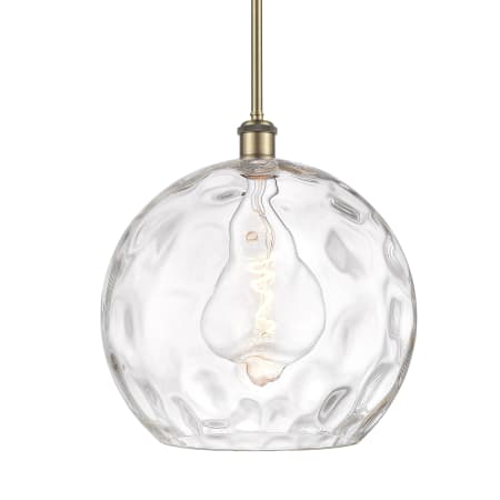 A large image of the Innovations Lighting 516-1S-15-14 Athens Pendant Antique Brass / Clear Water Glass