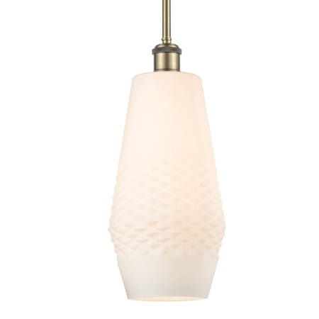 A large image of the Innovations Lighting 516-1S-17-7 Windham Pendant Antique Brass / White