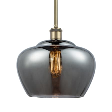 A large image of the Innovations Lighting 516-1S-11-11-L Fenton Pendant Plated Smoke / Antique Brass