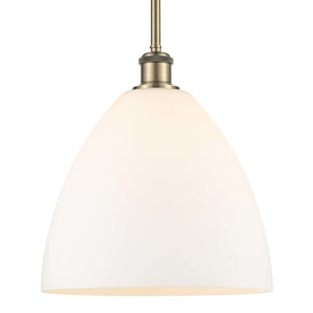 A large image of the Innovations Lighting 516-1S-13-12 Bristol Pendant Antique Brass / Matte White