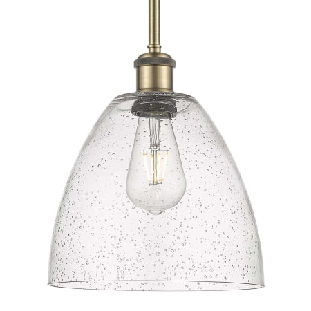 A large image of the Innovations Lighting 516-1S-12-9 Bristol Pendant Antique Brass / Seedy