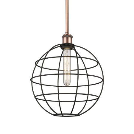 A large image of the Innovations Lighting 516-1S-15-12 Lake Placid Pendant Antique Copper / Matte Black