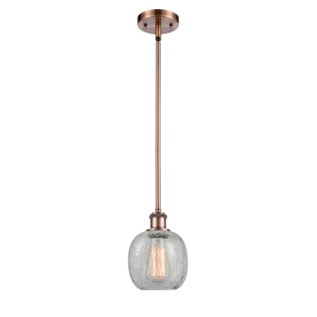 A large image of the Innovations Lighting 516-1S Belfast Antique Copper / Clear Crackle
