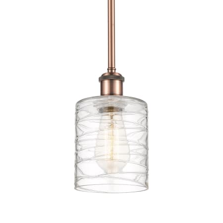 A large image of the Innovations Lighting 516-1S-8-5 Cobbleskill Pendant Deco Swirl / Antique Copper