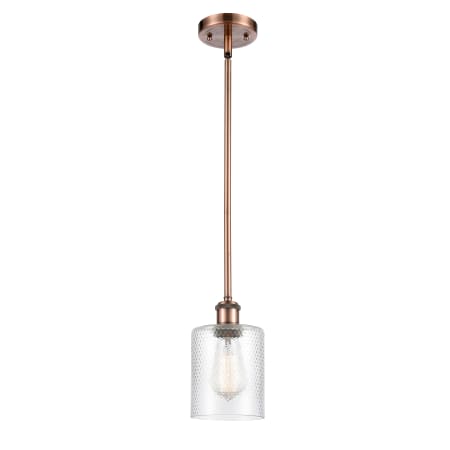 A large image of the Innovations Lighting 516-1S Cobbleskill Antique Copper / Clear