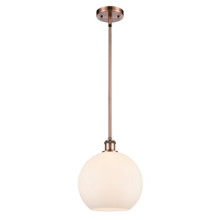 A large image of the Innovations Lighting 516-1S Large Athens Antique Copper / Matte White
