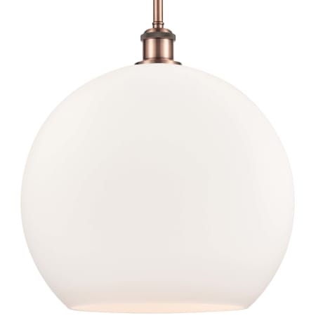 A large image of the Innovations Lighting 516-1S-17-14 Athens Pendant Antique Copper / Matte White