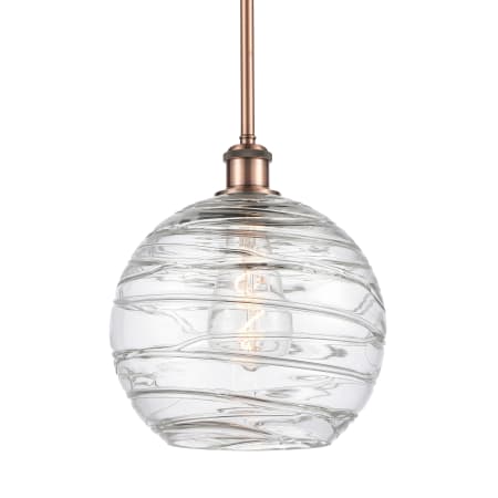 A large image of the Innovations Lighting 516-1S-13-10 Athens Pendant Clear Deco Swirl / Antique Copper