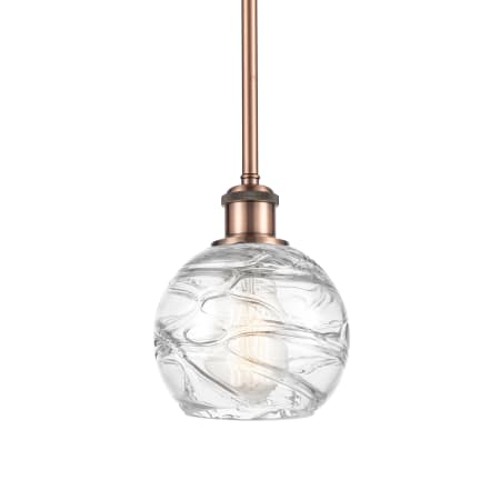 A large image of the Innovations Lighting 516-1S-8-6 Athens Pendant Clear Deco Swirl / Antique Copper