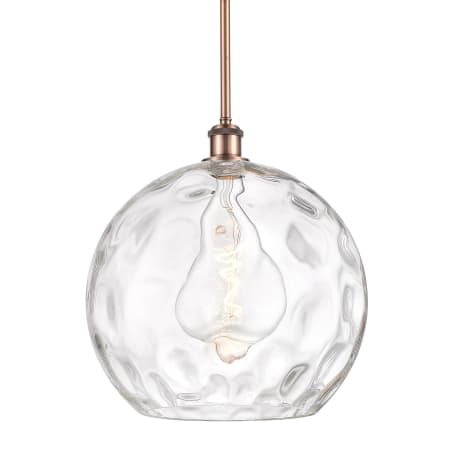 A large image of the Innovations Lighting 516-1S-15-14 Athens Pendant Antique Copper / Clear Water Glass