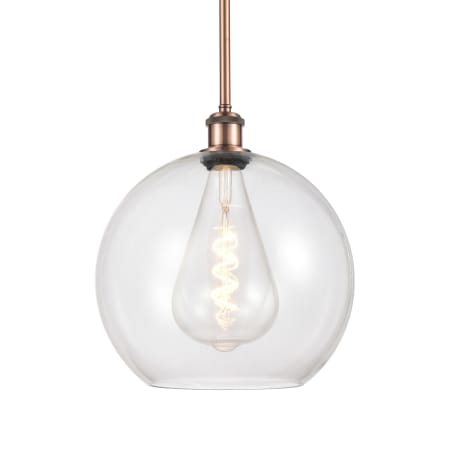 A large image of the Innovations Lighting 516-1S-14-12 Athens Pendant Antique Copper / Clear
