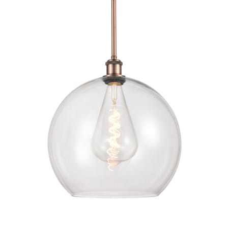 A large image of the Innovations Lighting 516-1S-16-14 Athens Pendant Antique Copper / Clear
