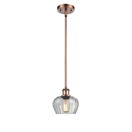 A large image of the Innovations Lighting 516-1S Fenton Antique Copper / Clear