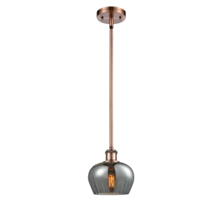 A large image of the Innovations Lighting 516-1S Fenton Antique Copper / Plated Smoke