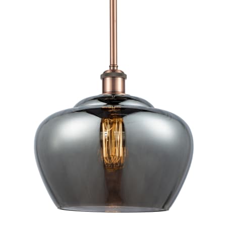 A large image of the Innovations Lighting 516-1S-11-11-L Fenton Pendant Plated Smoke / Antique Copper