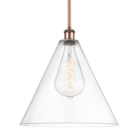 A large image of the Innovations Lighting 516-1S-17-16 Berkshire Pendant Antique Copper / Clear