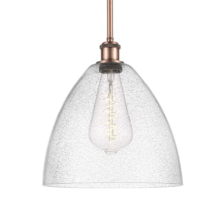 A large image of the Innovations Lighting 516-1S-13-12 Bristol Pendant Antique Copper / Seedy