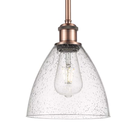 A large image of the Innovations Lighting 516-1S-10-8 Bristol Pendant Antique Copper / Seedy