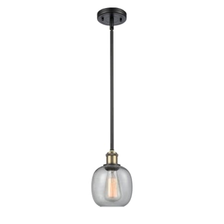 A large image of the Innovations Lighting 516-1S Belfast Black Antique Brass / Seedy