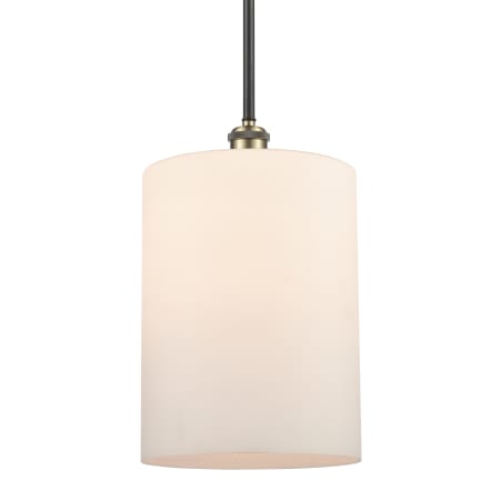 A large image of the Innovations Lighting 516-1S-14-9-L Cobbleskill Pendant Matte White / Black Antique Brass