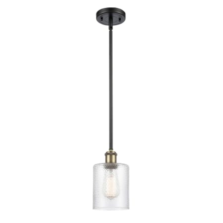 A large image of the Innovations Lighting 516-1S Cobbleskill Black Antique Brass / Clear