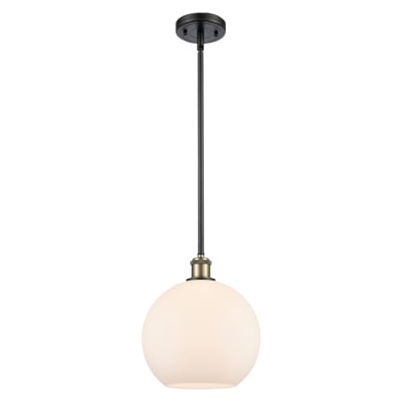 A large image of the Innovations Lighting 516-1S Large Athens Black Antique Brass / Matte White