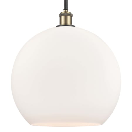 A large image of the Innovations Lighting 516-1S-17-14 Athens Pendant Black Antique Brass / Matte White