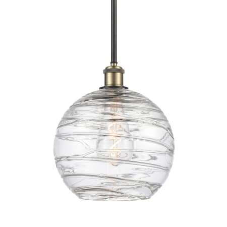 A large image of the Innovations Lighting 516-1S-13-10 Athens Pendant Clear Deco Swirl / Black Antique Brass