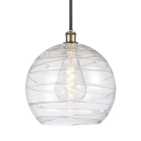 A large image of the Innovations Lighting 516-1S-15-14 Athens Pendant Black Antique Brass / Clear Deco Swirl