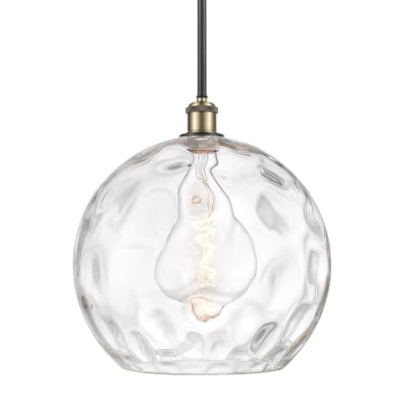 A large image of the Innovations Lighting 516-1S-15-14 Athens Pendant Black Antique Brass / Clear Water Glass