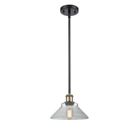 A large image of the Innovations Lighting 516-1S Orwell Black Antique Brass / Clear