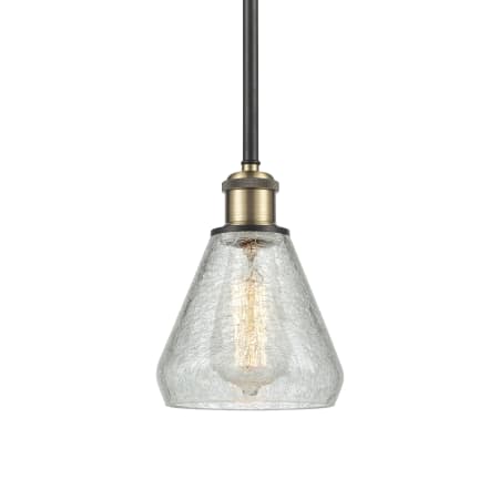 A large image of the Innovations Lighting 516-1S-10-6 Conesus Pendant Clear Crackle / Black Antique Brass