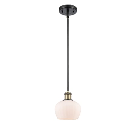 A large image of the Innovations Lighting 516-1S Fenton Black Antique Brass / Matte White