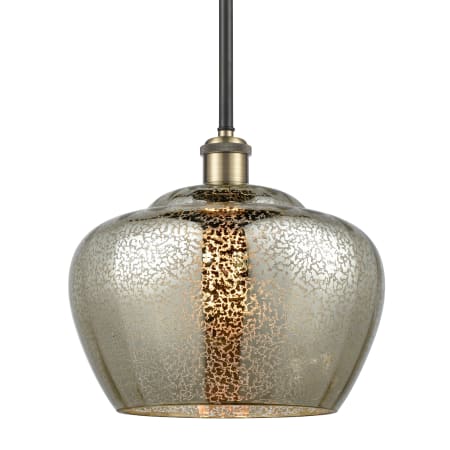 A large image of the Innovations Lighting 516-1S-11-11-L Fenton Pendant Mercury / Black Antique Brass