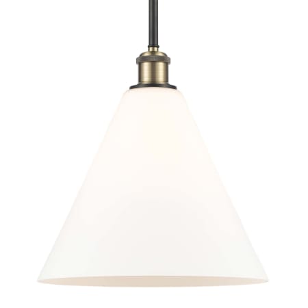 A large image of the Innovations Lighting 516-1S-13-12 Berkshire Pendant Black Antique Brass / Matte White