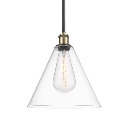 A large image of the Innovations Lighting 516-1S-13-12 Berkshire Pendant Black Antique Brass / Clear