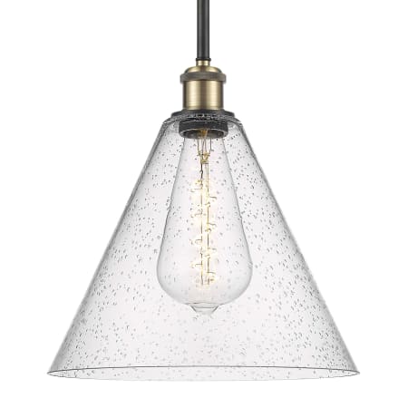 A large image of the Innovations Lighting 516-1S-13-12 Berkshire Pendant Black Antique Brass / Seedy