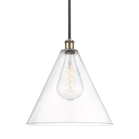 A large image of the Innovations Lighting 516-1S-17-16 Berkshire Pendant Black Antique Brass / Clear