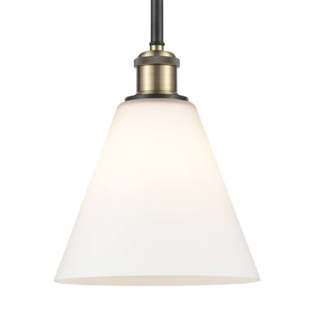 A large image of the Innovations Lighting 516-1S-10-8 Berkshire Pendant Black Antique Brass / Matte White