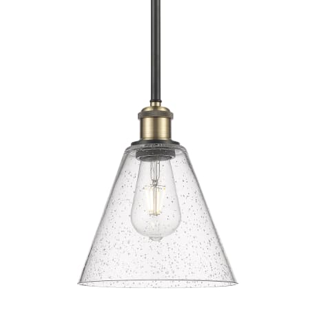 A large image of the Innovations Lighting 516-1S-10-8 Berkshire Pendant Seedy / Black Antique Brass