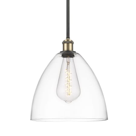 A large image of the Innovations Lighting 516-1S-13-12 Bristol Pendant Black Antique Brass / Clear