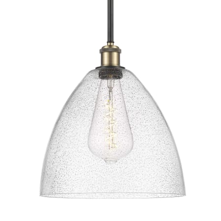 A large image of the Innovations Lighting 516-1S-13-12 Bristol Pendant Black Antique Brass / Seedy