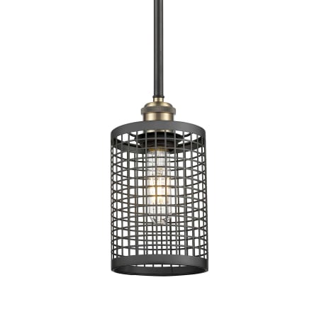 A large image of the Innovations Lighting 516-1S-10-5 Nestbrook Pendant Black Antique Brass / Matte Black