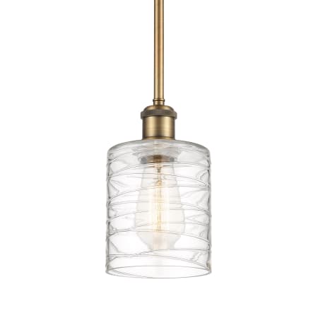 A large image of the Innovations Lighting 516-1S-8-5 Cobbleskill Pendant Deco Swirl / Brushed Brass