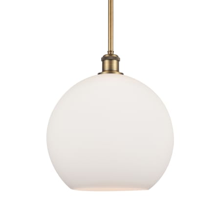 A large image of the Innovations Lighting 516-1S-14-12 Athens Pendant Brushed Brass / Matte White